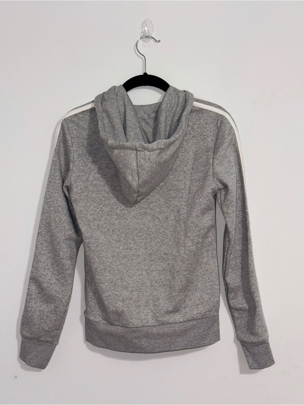 Adidas Light Gray Hooded Zip Jacket with White Logo - Picture 2 of 3
